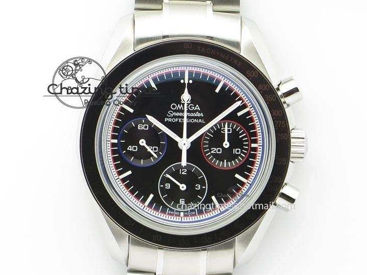 0118 Speedmaster MoonWatch  Apollo 16 Black Dial On SS Bracelet Supportive 8231